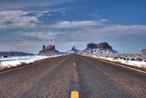 Monument valley rock formations from the i163 The road to Monument Valley 500x334 Monument Valley... In Winter